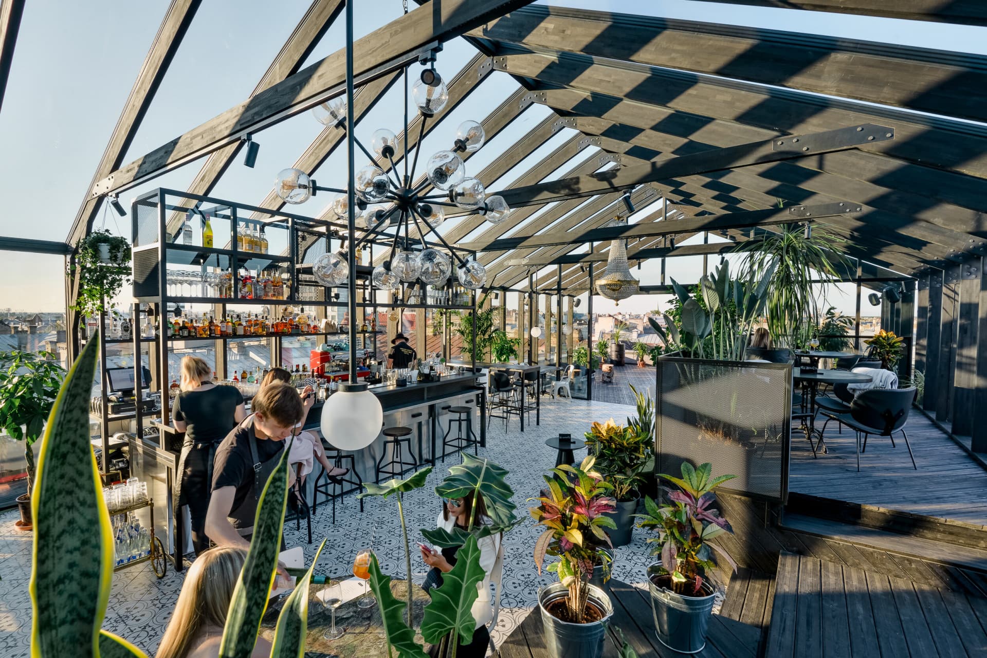 RAICO glazed roof system at Herbārijs bar, Riga rooftop winter garden